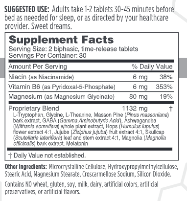 Sleep Relief’s bi-phasic, time-release technology delivers NBI’s proprietary formula with clinically validated nutrients in two stages—a quick-release first stage and a slow-release second stage to help you gently fall asleep, stay asleep and wake refreshed and ready for your day.