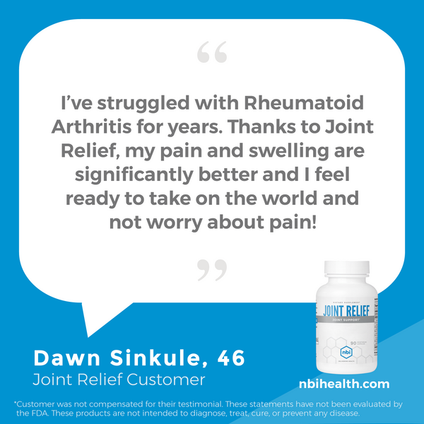 Joint Relief contains clinically validated nutrients to support joint health and healthy joint mobility, and promote joint comfort. 