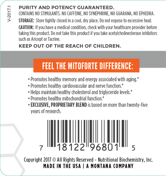 Stimulant-free MitoForte promotes all-day energy and focus while supporting healthy memory and mood.